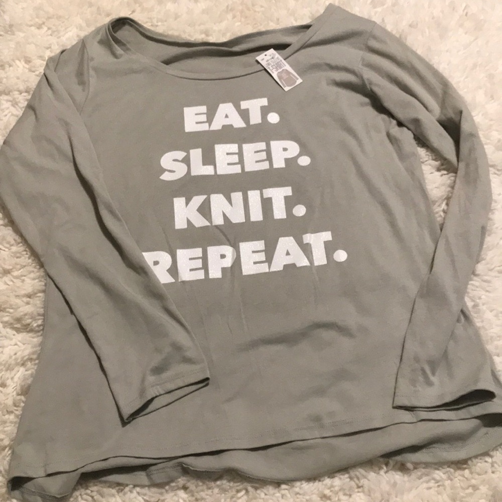 Knitting themed long sleeve shirt